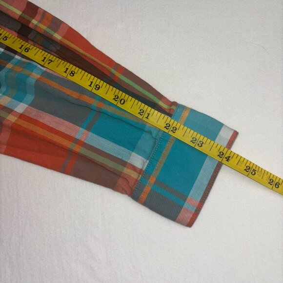 Rockies Orange and Blue Plaid Button-Up Shirt - Size M - Picture 9 of 13